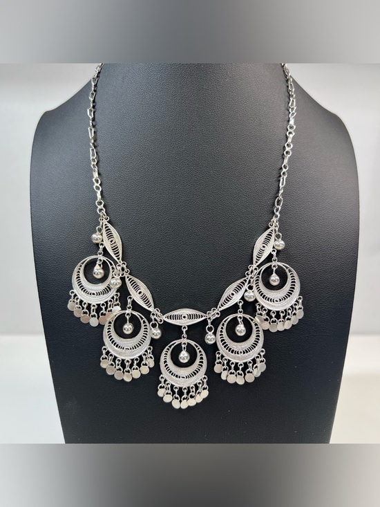 925 Sterling Silver Jewelry - Sterling Silver Filigree Dangle Necklace